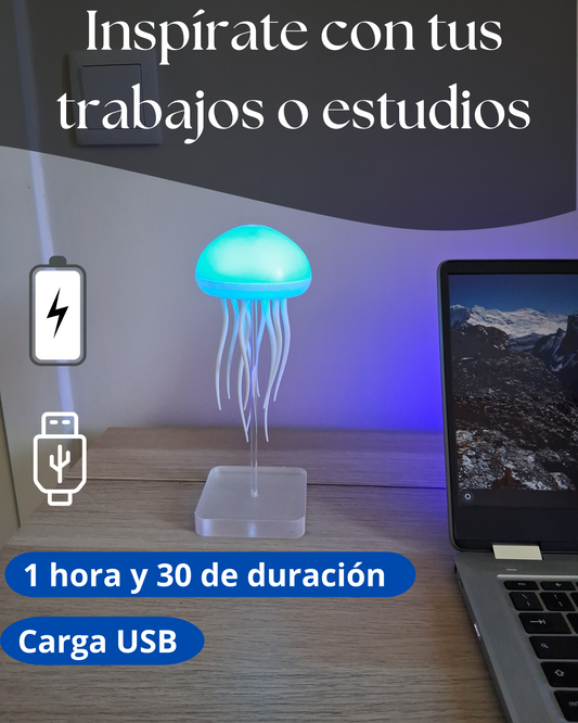 Lámpara LED Medusa Marina - Luz Ambiental Relajante, Diseño Elegante, USB Recargable, Ideal para Decoración y Terapia de Luz